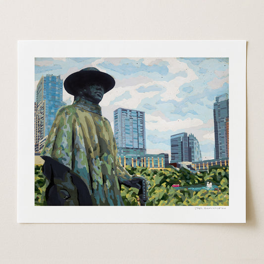 Stevie Ray Vaughan Over Austin - Signed Paper Print